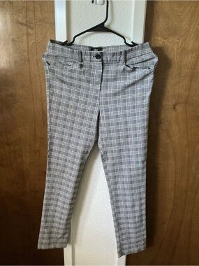 Have Pants Womens Large Tan Black Plaid Zip Fly Skinny Leg Pockets #0006